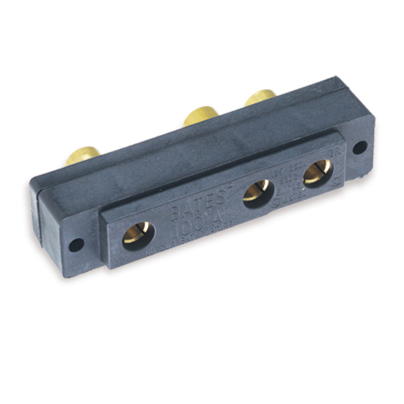 Bates Stage Pin (100A / 125V) Female Panel Mount Double Set Screw Black - Image 2