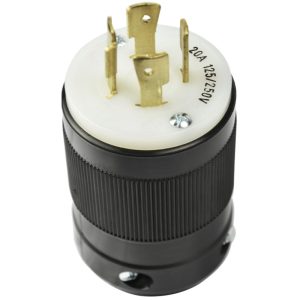 20A 125/250V 3P 4W (L14-20P) Standard NEMA Locking Plug - White Body in a Black Housing