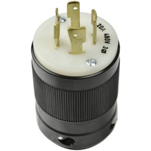 bmc-marinco-2016P.jpg 20A 3 Phase 480V 3P 4W (L16-20P) Standard NEMA Locking Plug - White Body in a Black Housing