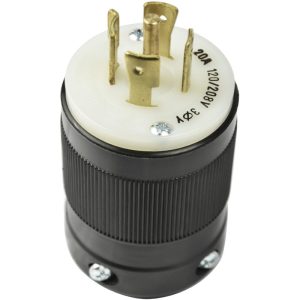 bmc-marinco-2021P.jpg 20A 3 Phase Y 120/208V 4P 5W (L21-20P) Standard NEMA Locking Plug - White Body in a Black Housing