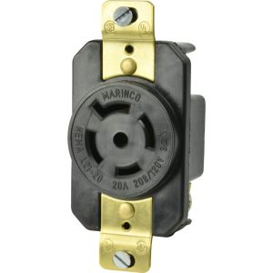 bmc-marinco-2021R.jpg 20A 3 Phase Y 120/208V 4P 5W (L21-20R) Standard NEMA Locking Receptacle - White Body in a Black Housing