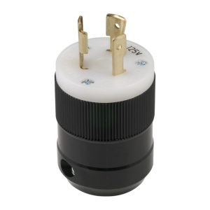 20A 125V 2P 3W (L5-20P) Standard NEMA Locking Plug - White Body in a Black Housing