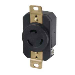 20A 125V 2P 3W (L5-20R) Standard NEMA Locking Receptacle - White Body in a Black Housing