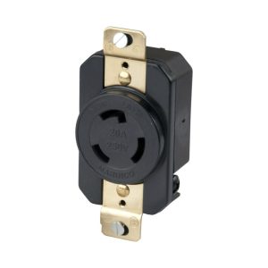 bmc-marinco-206R.jpg 20A 250V 2P 3W (L6-20R) Standard NEMA Locking Receptacle - White Body in a Black Housing