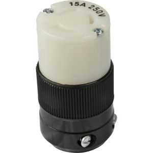 15A 250V 2P 3W (L6-15R) Locking Connector - White Body in a Black Housing