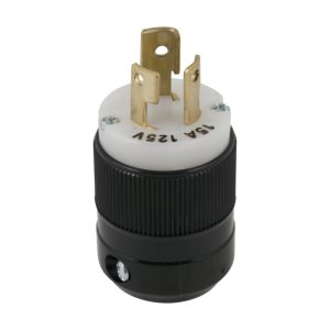 15A 125V 2P 3W (L5-15P) Locking Plug - White Body in a Black Housing