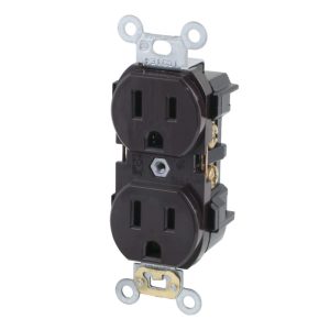 15A 125V 2P 3W (5-15R) Standard Duplex Receptacle - White Body in a Black Housing