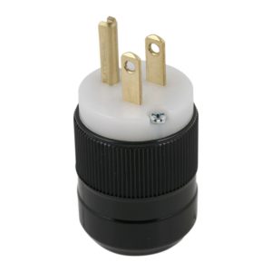 15A 125V 2P 3W (5-15P) Standard Plug - White Body in a Black Housing