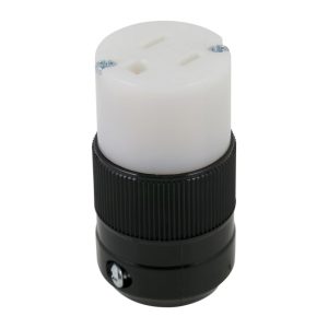 15A 125V 2P 3W (5-15R) Standard Connector - White Body in a Black Housing