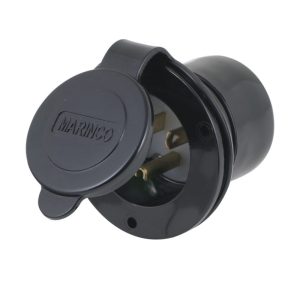 15A 125V 2P 3W (5-15R) Dust Resistant Inlet - White Body in a Black Housing