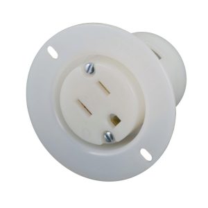 15A 125V 2P 3W (5-15R) Flanged Outlet - White Body in a Black Housing