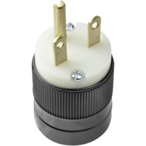 15A 250V 2P 3W (6-15P) Standard Plug - White Body in a Black Housing