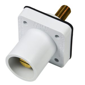 CL 16 Series Panel Mount Inlet (400A / 600V) 1.125" Threaded Stud Male - White (B) Drill Out