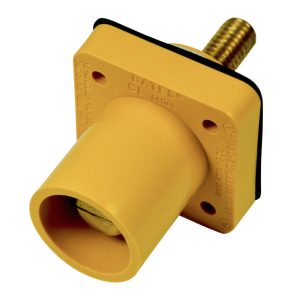 CL 16 Series Panel Mount Inlet (400A / 600V) 1.125" Threaded Stud Male - Yellow (H) Drill Out