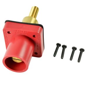 CL 16 Series Panel Mount Inlet (400A / 600V) Threaded Stud Male - Red (C) Extended Shoulder
