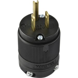 15A 125V 2P 3W (5-15P) Clamp-Lock Plug - Black Body in a Black Housing