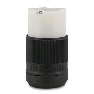 15A 125V 2P 3W (5-15R) Clamp-Lock Connector - White Body in a Black Housing