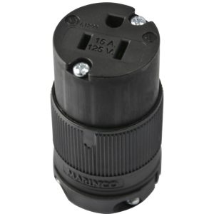 15A 125V 2P 3W (5-15R) Clamp-Lock Connector - Black Body in a Black Housing