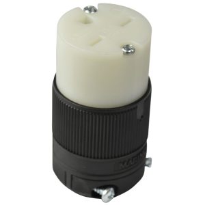 15A 250V 2P 3W (6-15R) Clamp-Lock Connector - White Body in a Black Housing